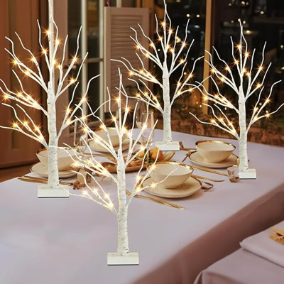 Home Decorations Light Up White Birch Tree Indoor Christmas Decor Lighted Tabletop Bonsai Tree Lamp Led Lights Money Tree Xmas