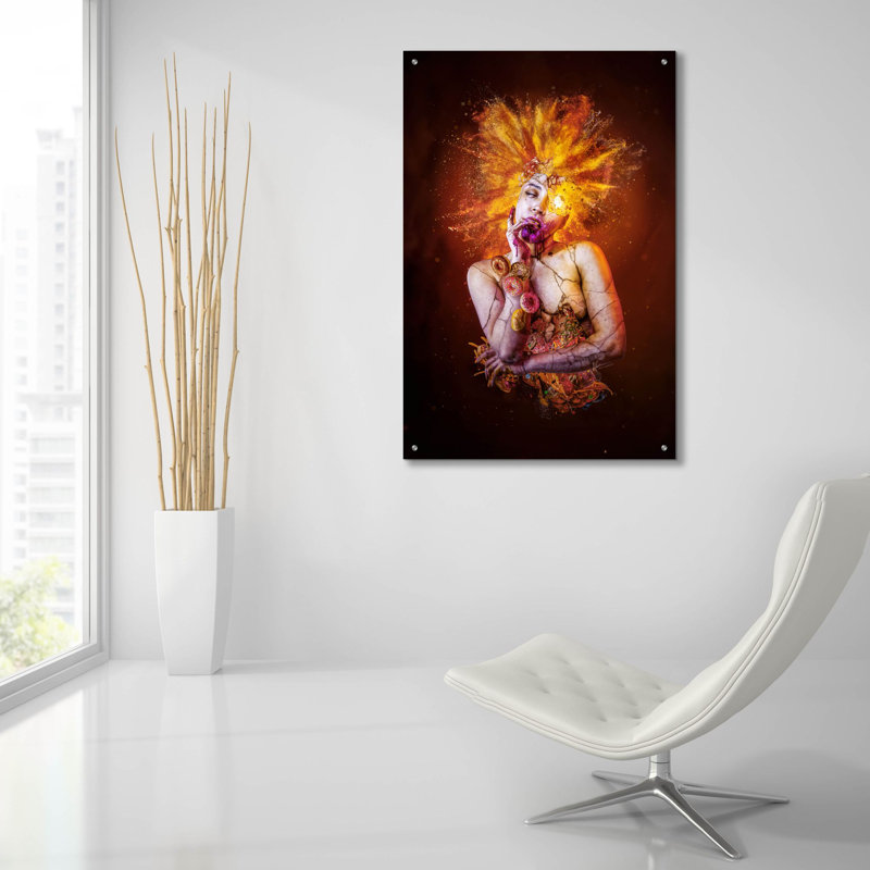 «Gluttony - Paradise Lost Seven Deadly Sins» par Mario Sanchez, art mural en verre Nevado, H 36 po x l 24 po x P 0,2 po