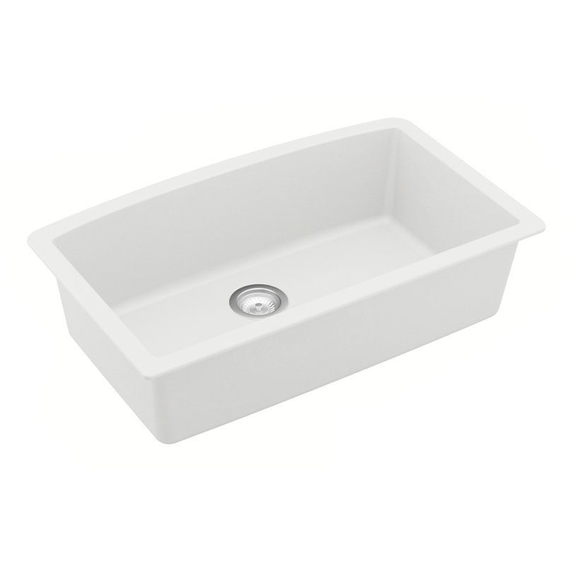 Karran Quartz 32'' X 19-1/2'' Single Bowl Undermount Kitchen Sink Kit, White