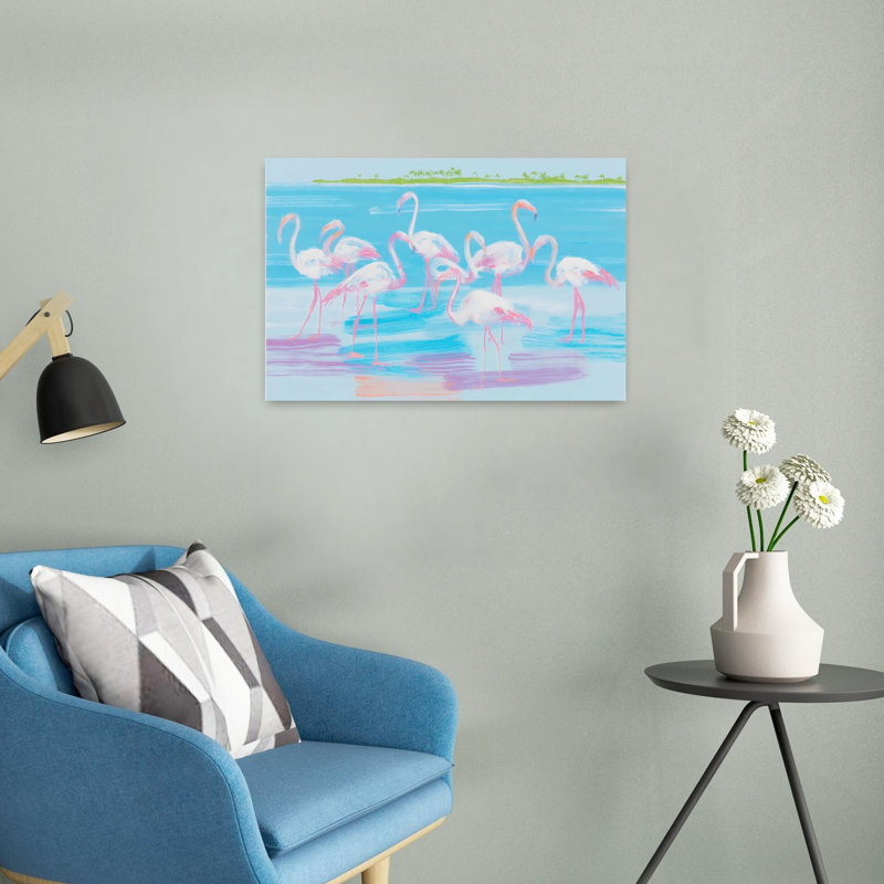 Flamants roses, impression d'art mural contemporain, 16" H x 24" W