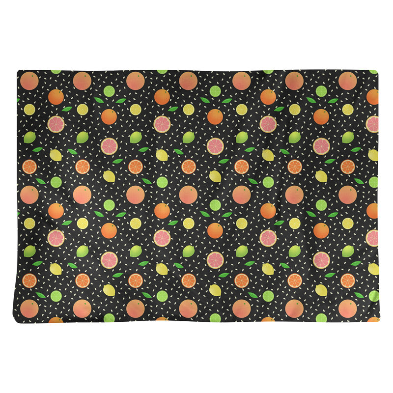 Napperon en coton 18 po Citrus fruit, Noir