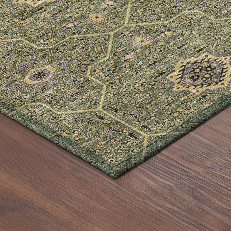 Machine Washable Indoor/Outdoor Kugler ACN2409 Global Rug, Rectangle 3' x 5'