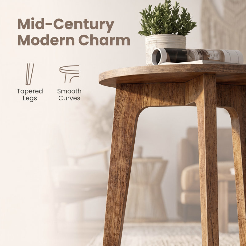 Round End Table, Brown