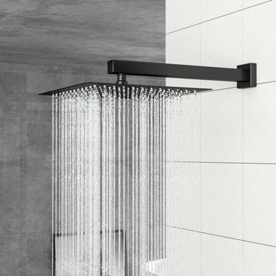 Matte Black Wall Mounted Shower With Dual Heads, Valve And Nozzle Head Rainfall Handheld Shower, Easy To Clean Feature