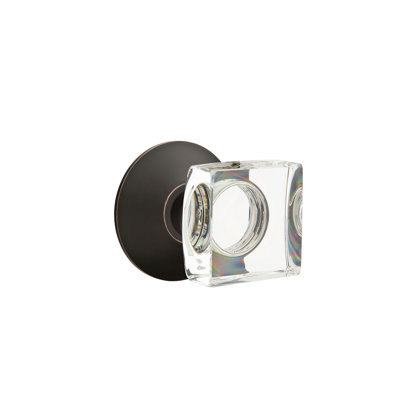 Privacy Modern Square Crystal Knob with Modern Rose