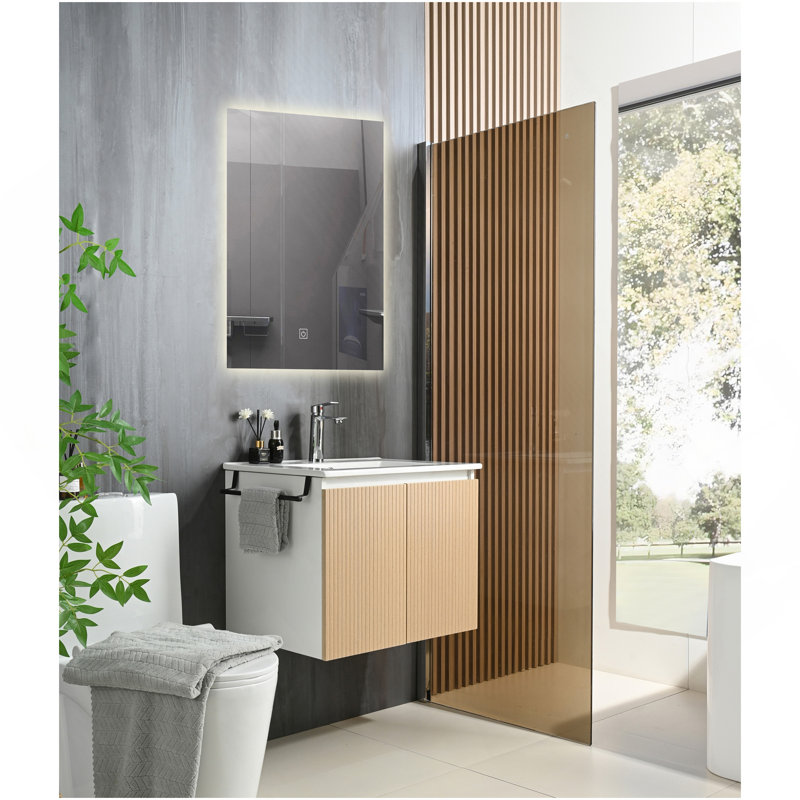 Compartiment de rangement pour meuble-lavabo mural avec lavabo pour salle de bain Goodyo, Jaune / Blanc