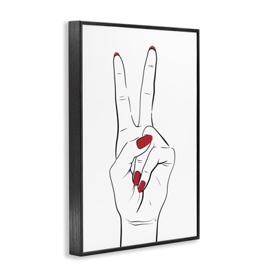 Victory Peace Sign Hand  Framed Giclee Art by Martina Pavlova