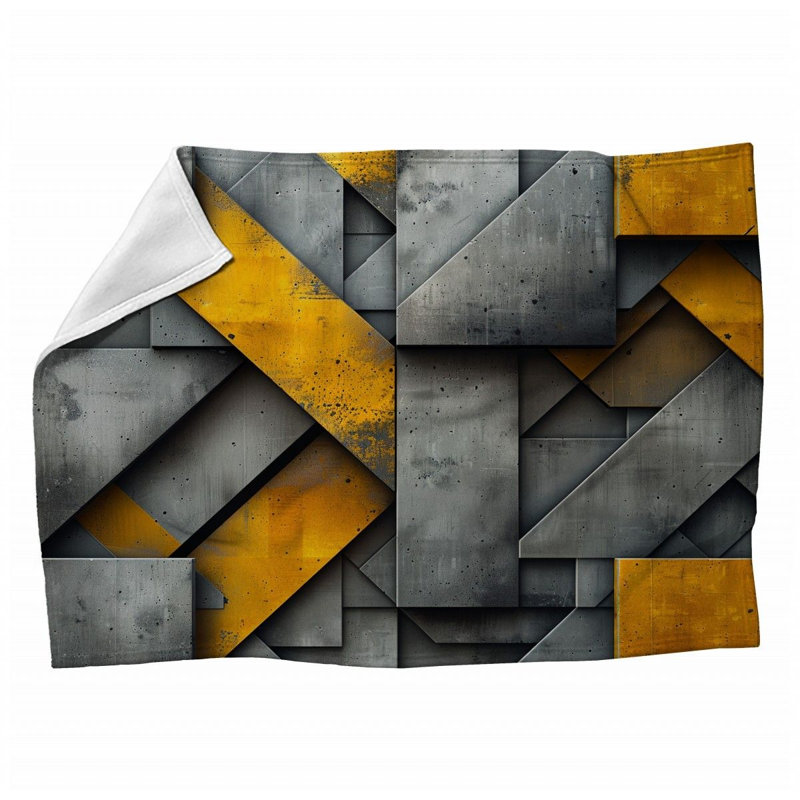 Concrete Geometry Art Machine Printed Throw Blanket, Throw