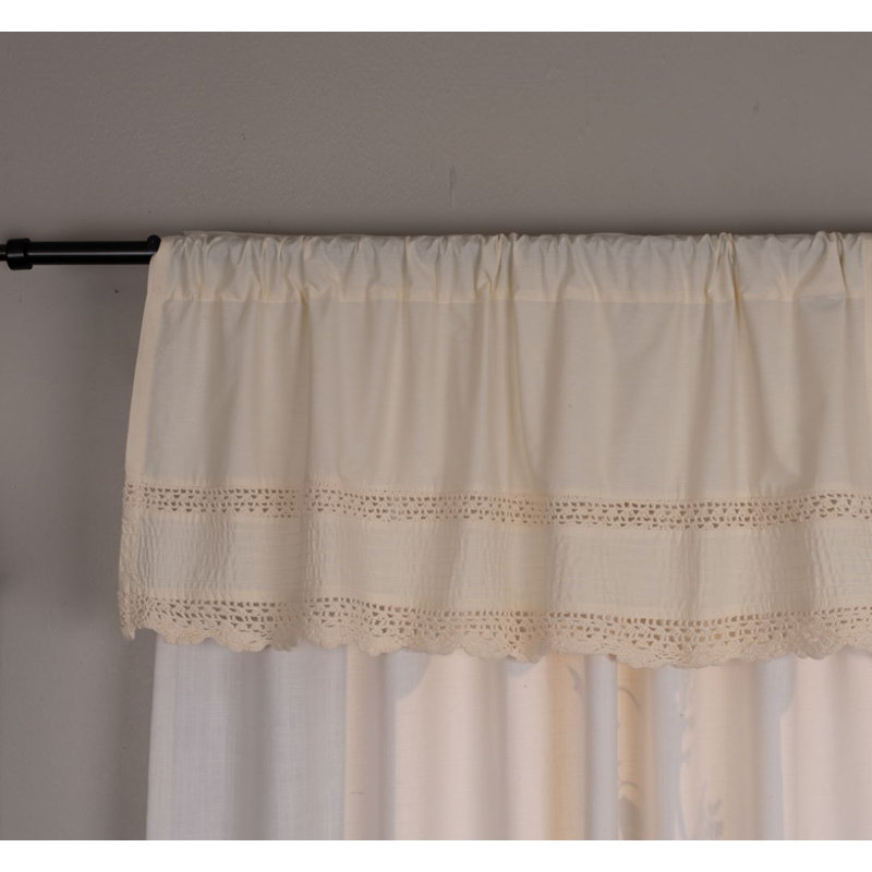 Ivory Cotton Scalloped 40'' Window Valance