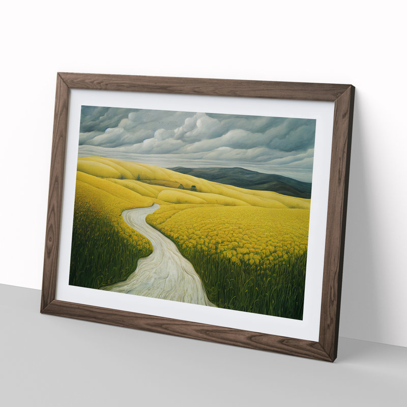 Brilliant Spring Meadow Landscape - Single Picture Frame Print, Walnut Framed, 25cm H x 34cm W x 2cm D