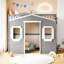 Lit simple mezzanine avec - Gris solide + bois massif blanc pour une base de chambre stable - gris et blanc, structure en pin-992244744-992244750