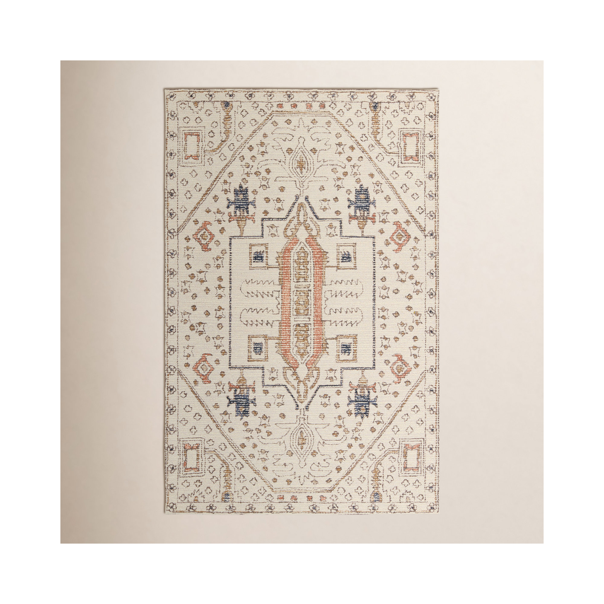 Murphie Handmade Wool Ivory/Gray Rug, Rectangle 9' x 12'