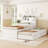 Twin Size Wooden Led Platform Bed With Trundle, With Storage Headboard, With Drawers-2076392681