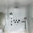 Wall Mounted Dual Shower Head Thermostatic Rainfall Shower System with 3 Body Jets and Storage Shelf-106296428