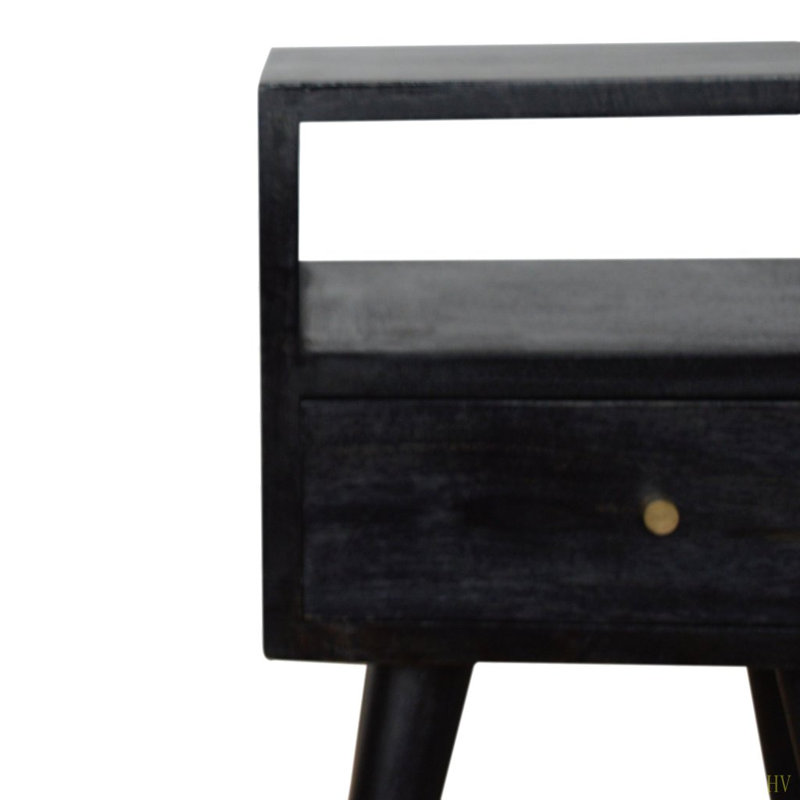 Bois massif, mini table de chevet, 1 tiroir, 1 fente ouverte
