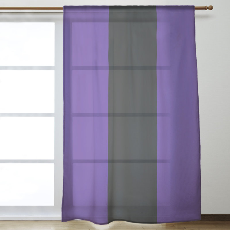 Panneau de rideau simple diaphane avec passe-tringle Stripes, Philadelphia Football Purple/Black Middle