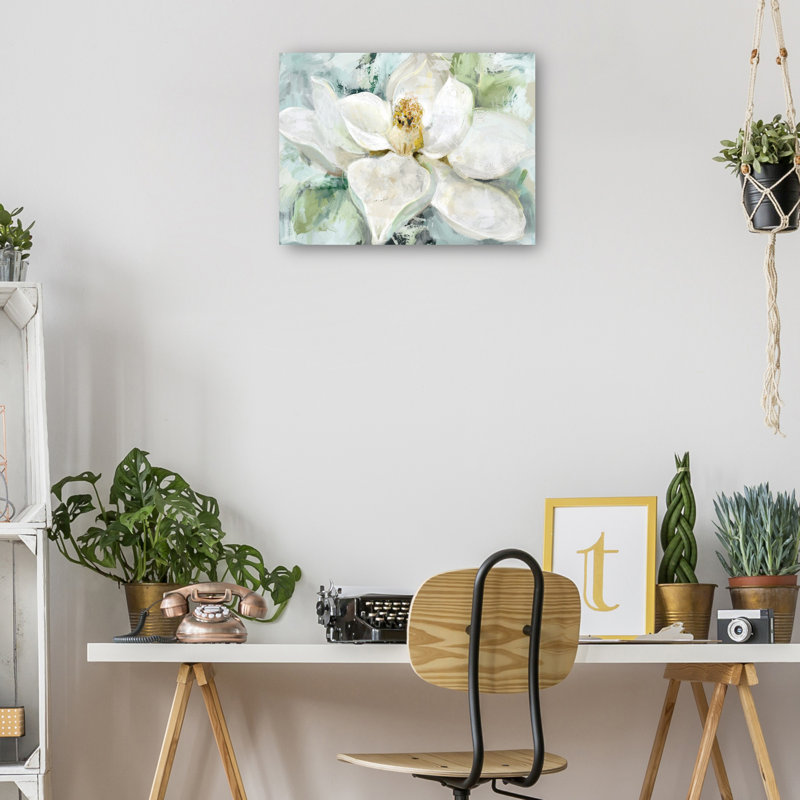 Large White Magnolia Flower Canvas Art for Kids