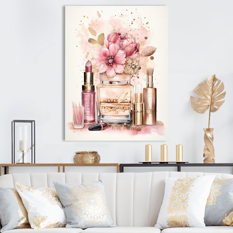 Beauté rose et dorée Boho Chic Beauty - reproduction sur toile, H 44 po x l 34 po x P 1,5 po, Toile tendue