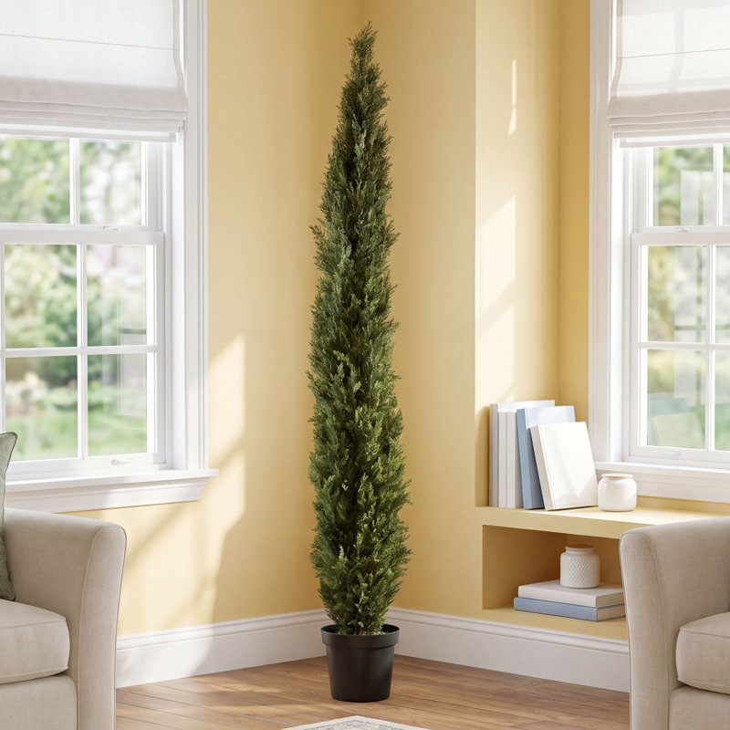 Faux Cedar Tree in Planter, 96" H x 26" W x 26" D
