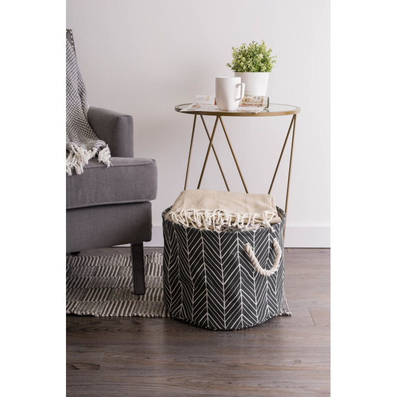 POLYESTER BIN HERRINGBONE BLACK ROUND MEDIUM 12x15x15