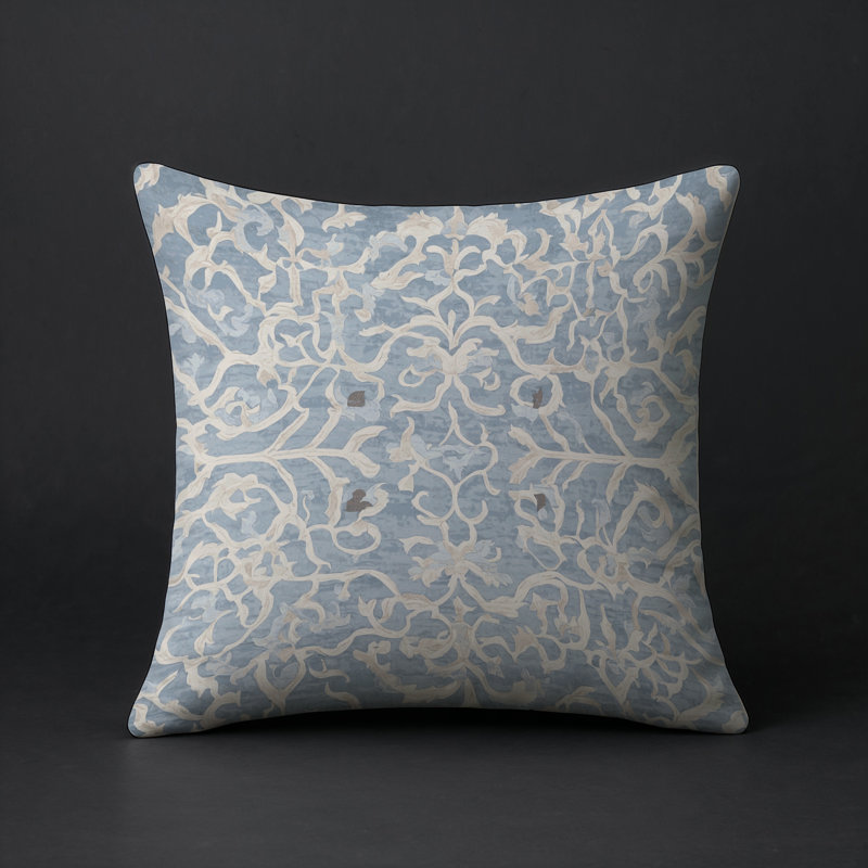 Coussin décoratif intérieur / extérieur gris Modern Modern, Carré 16 po, Gris damassé 1