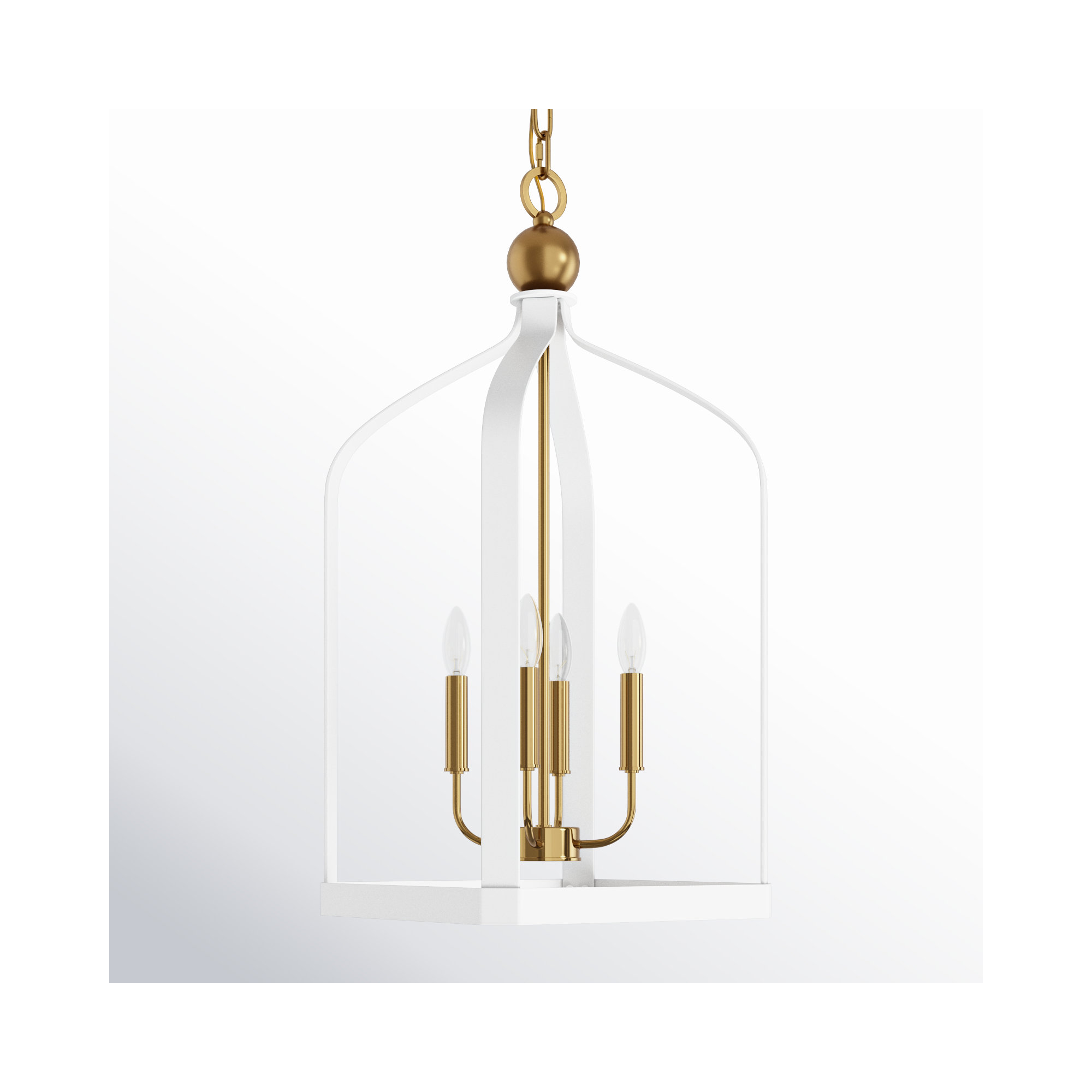 Kenmore Chandelier, 32" H x 15" W x 15" D, White, 4 Lights