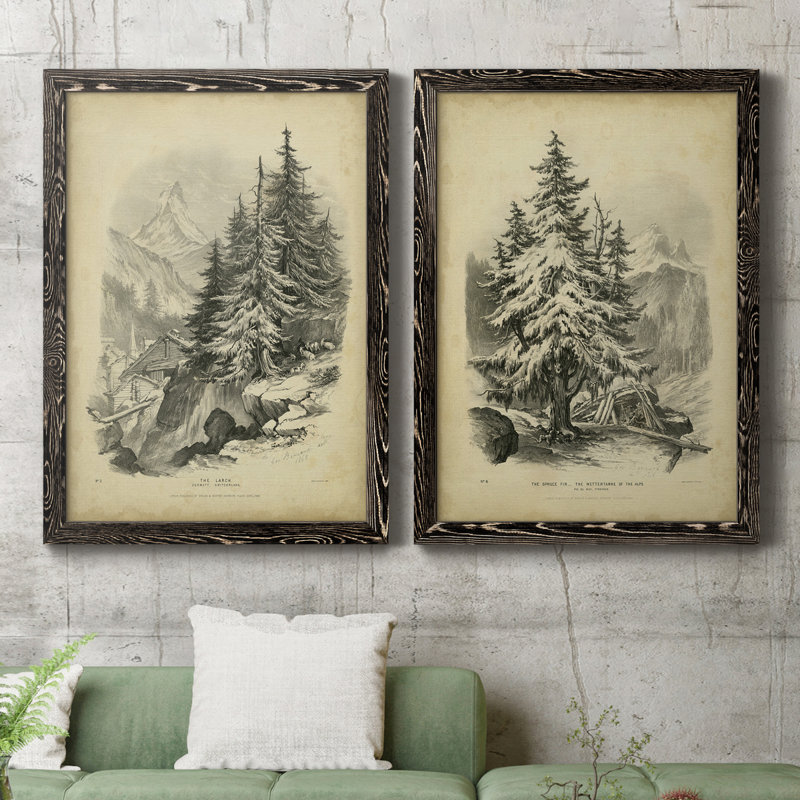 " The Larch " 2 - Pieces, Black Framed Canvas, 24" H x 36" W x 1.5" D