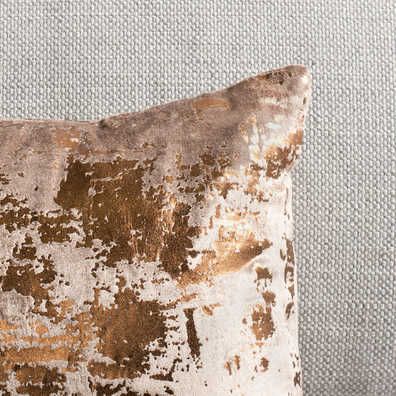 Abstract Cotton Blend Reversible Throw Pillow, 12" x 20", Brown/Copper