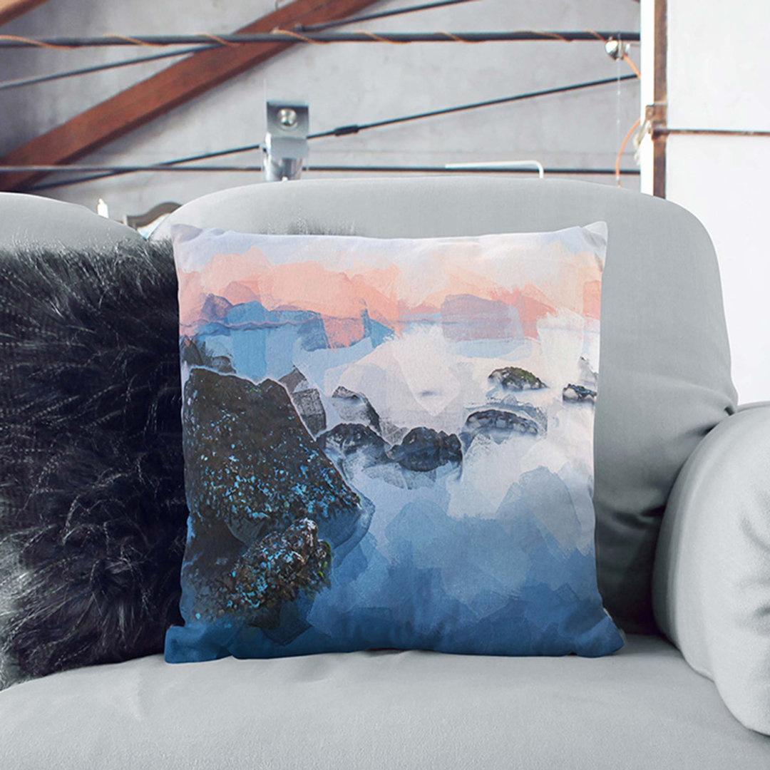 Beach in Yantai China Cushion with Filling