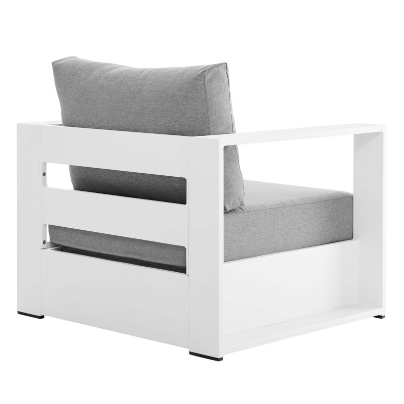 Ensemble de fauteuils d'extérieur en aluminium thermolaqué Tahoe par Modway, Blanc, gris