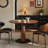 Walnut+Black Round Solid Wood Dining table-118773794