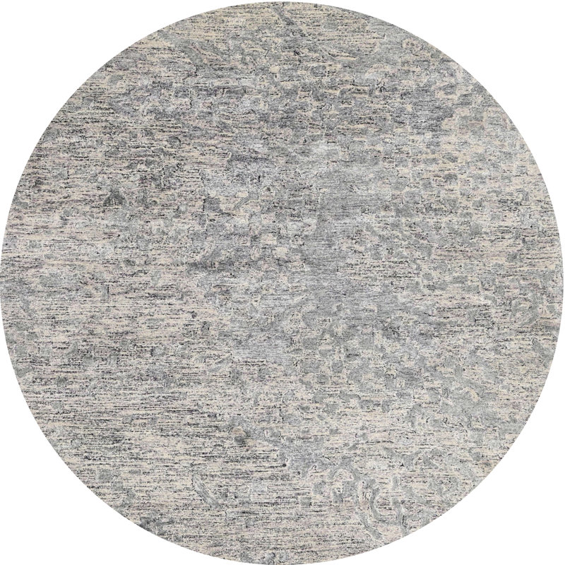Tapis contemporain gris / argent, Rond 4 pi
