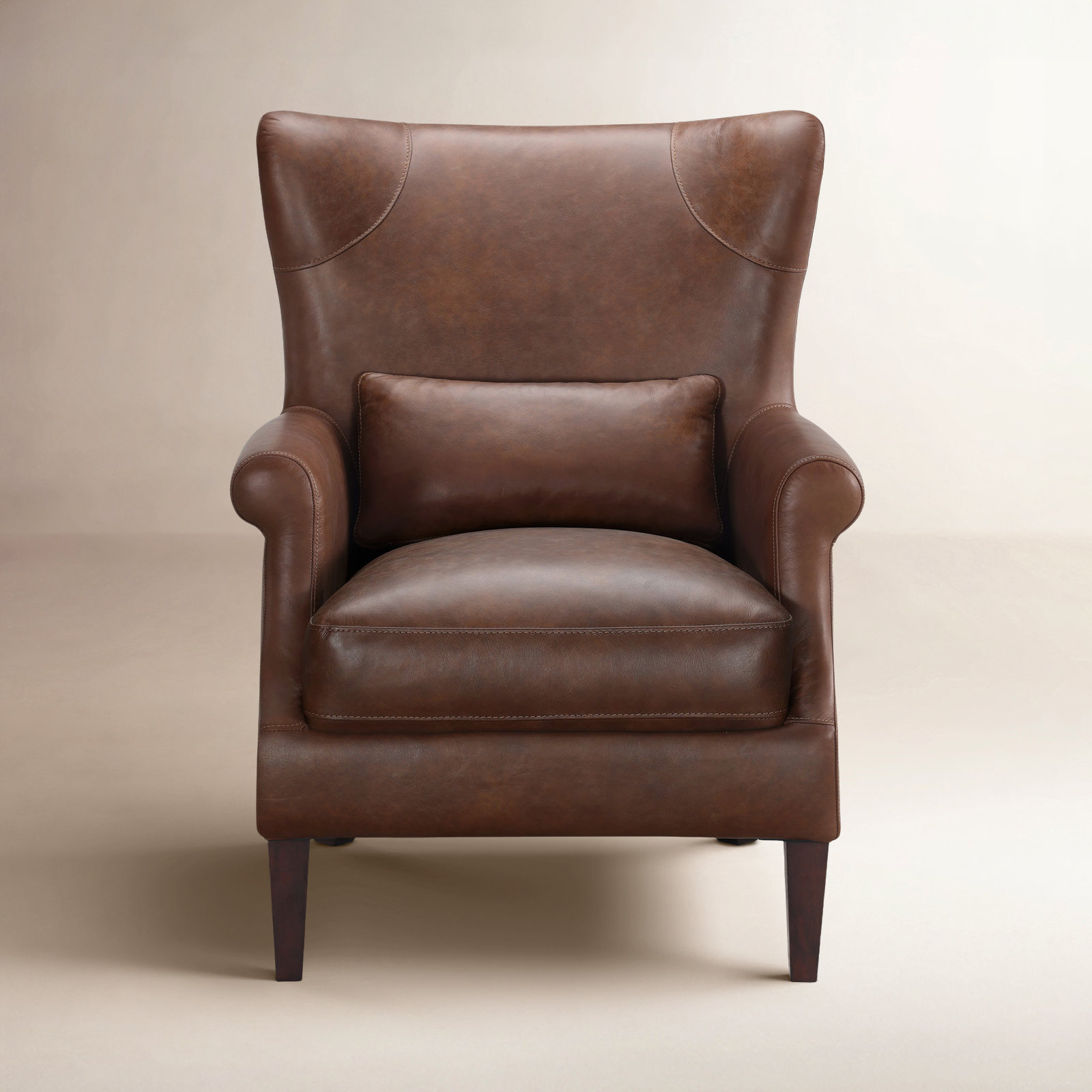Birch Lane™ Emerald Genuine Leather Wingback Accent Chair