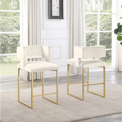 Ensemble de 2 tabourets de comptoir Modern Modern avec revêtement en velours, pieds en métal, sièges de cuisine confortables et élégants