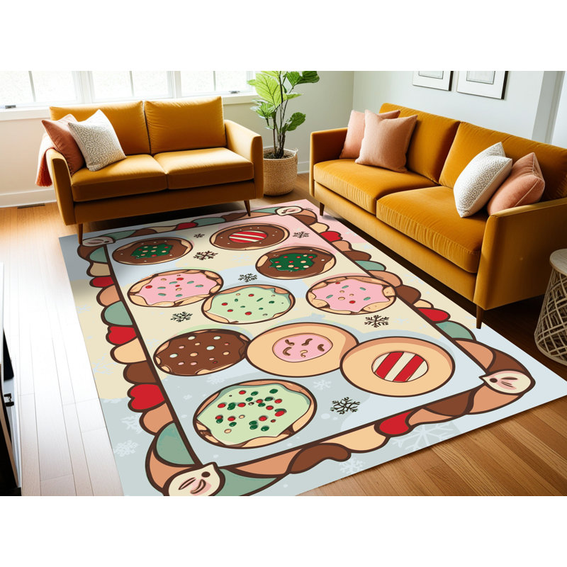 Tapis de fête des six biscuits lavables Ginza, Rectangulaire 2 pi x 3 pi