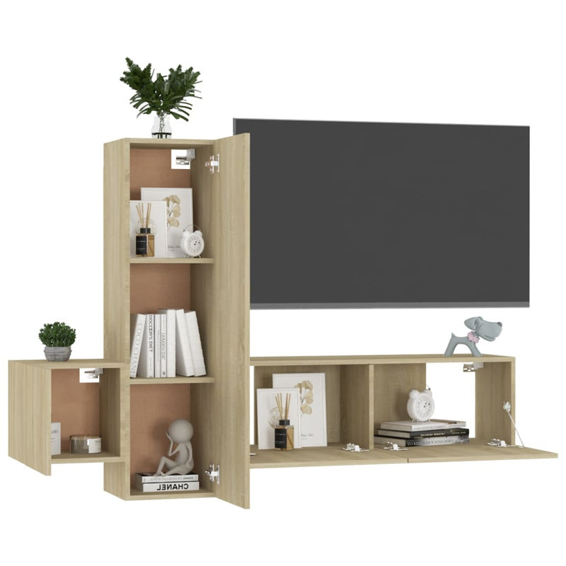 Giniebra Unfinished Floating Entertainment Centre for TVs up to 88", Sonoma Oak