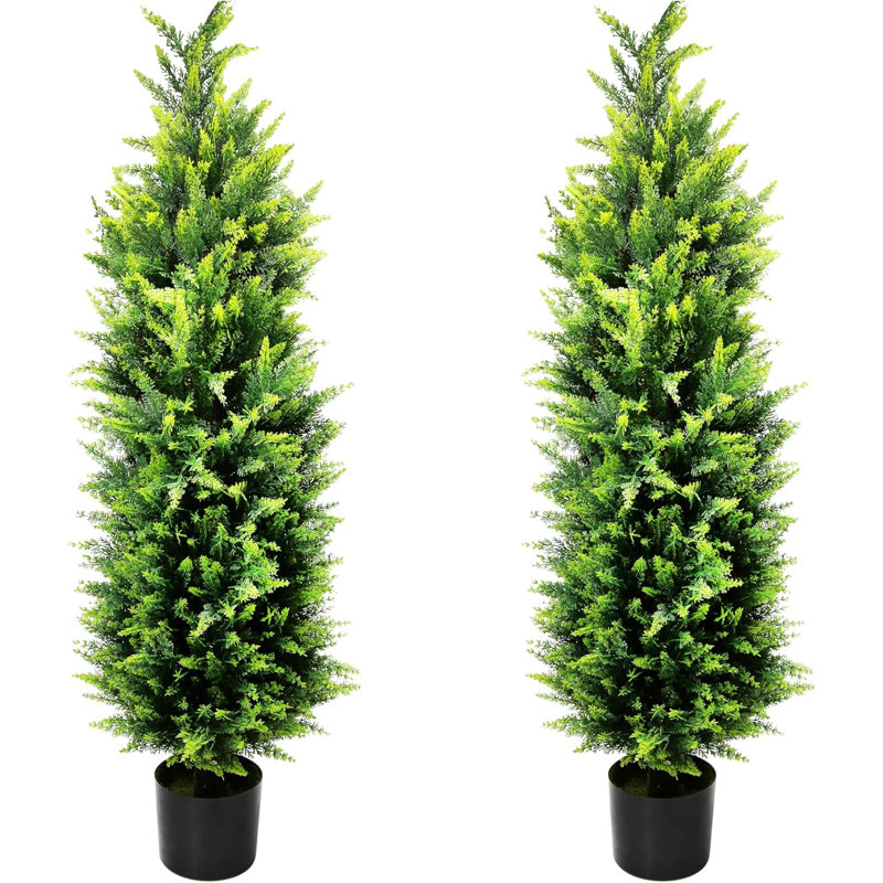 2 paquets de cèdres topiaires artificiels, Vert