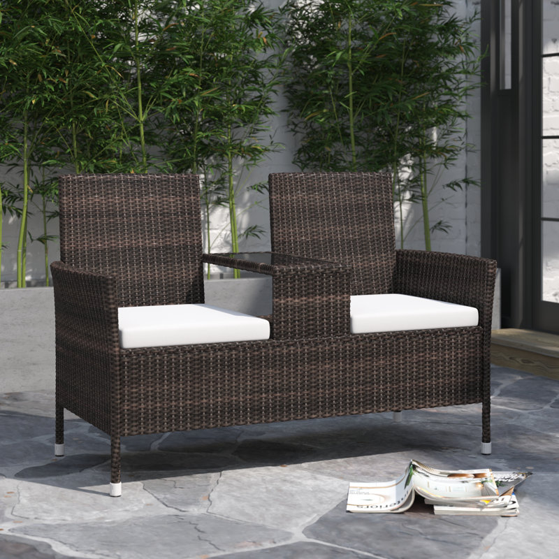 Banc tête-à-tête Bahri Rattan, Noir