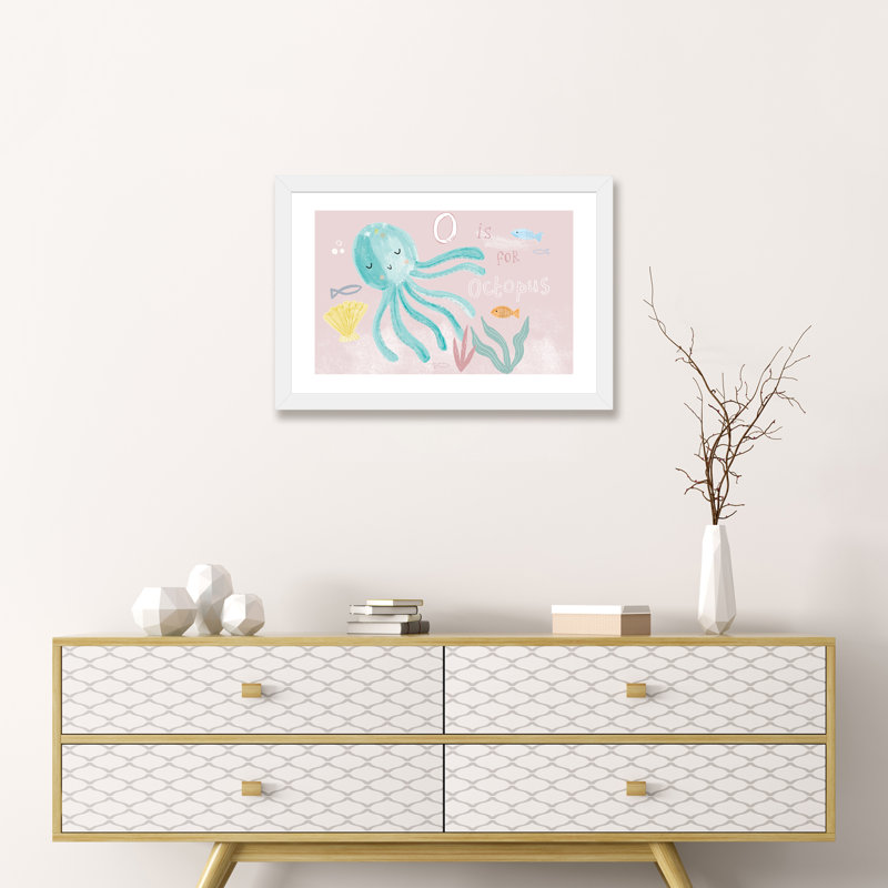 «Everyday Under the Sea II» par Lisa Barlow - impression d'art graphique, H 16 po x l 24 po x P 1 po, Papier encadré blanc