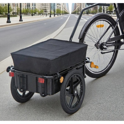 Outdoor Storage Trailer Bicycle Cargo Trailer With Removable Box And Waterproof Cover, Bike Wagon Trailer
