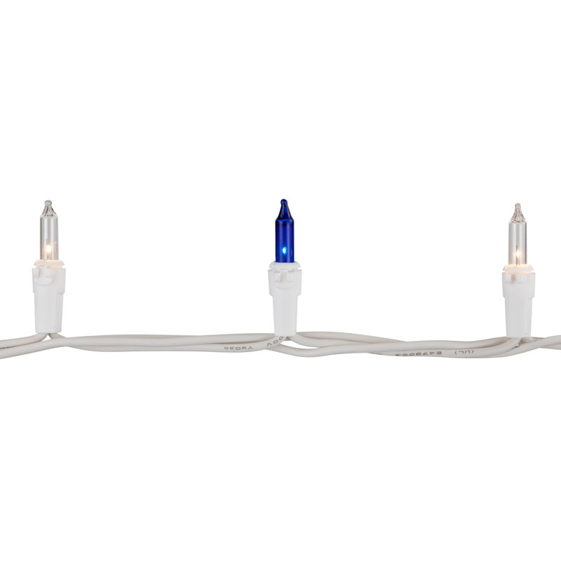50-Count Mini Christmas Light Set 10ft Wire, Blue/Clear/White