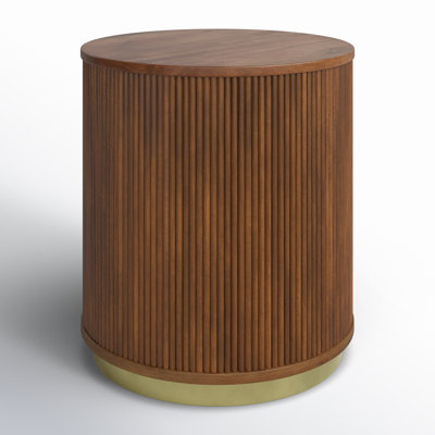 Derbey Solid Wood Tray Top Drum End Table with Storage by Joss & Main