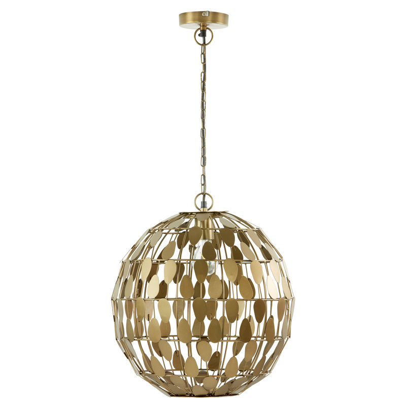 16"W Amelia Glam Gold Globe Shade Pendant