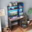 Computer Desk with 3 Drawers, LED Lighting, Charging Station & Bookshelf-70216242
