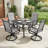 Burlington 5pcs Padded Textilene Outdoor Dining Set With Umbrella Hole, Swivel Design-151702972-151702975-151702971