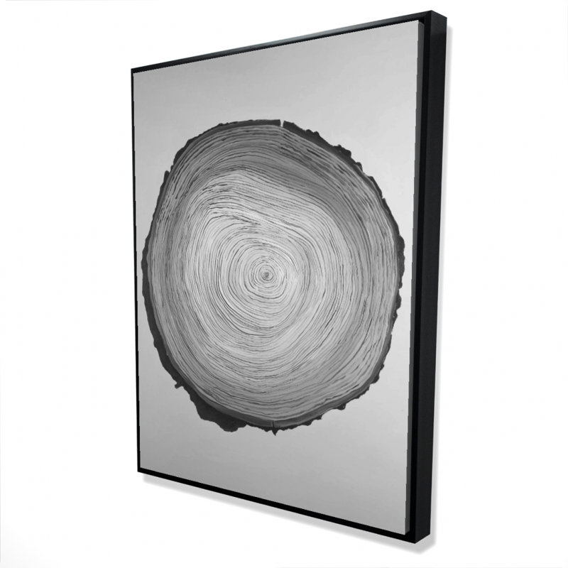 Grayscale Round Wood Log Print On Canvas