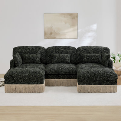 Ensemble de salon modulaire à assise profonde et canapé modulaire léopard chenille
