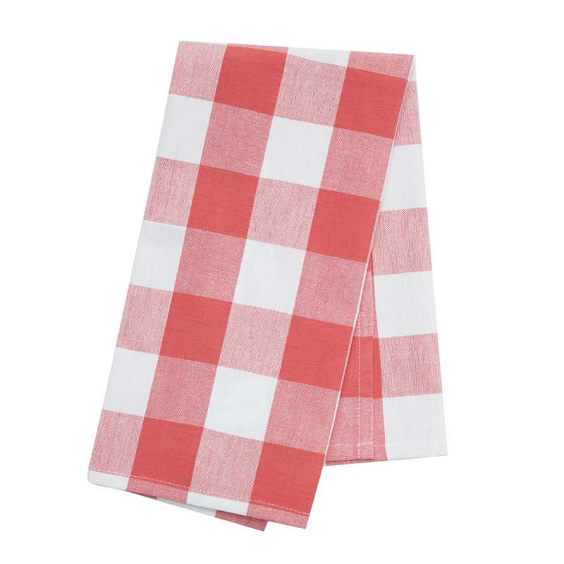 Franklin Coral Gingham Check Kitchen Towel, Coral