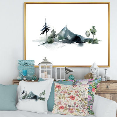 " Minimalistic Winter Mountains And Fir Forest II " Painting Print