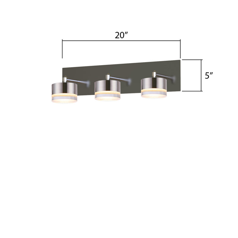 Barnsdall Dimmable LED Vanity Light, Chrome, 3
